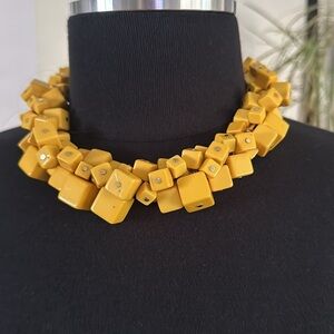 Adjustable Yellow Square Beaded Necklace